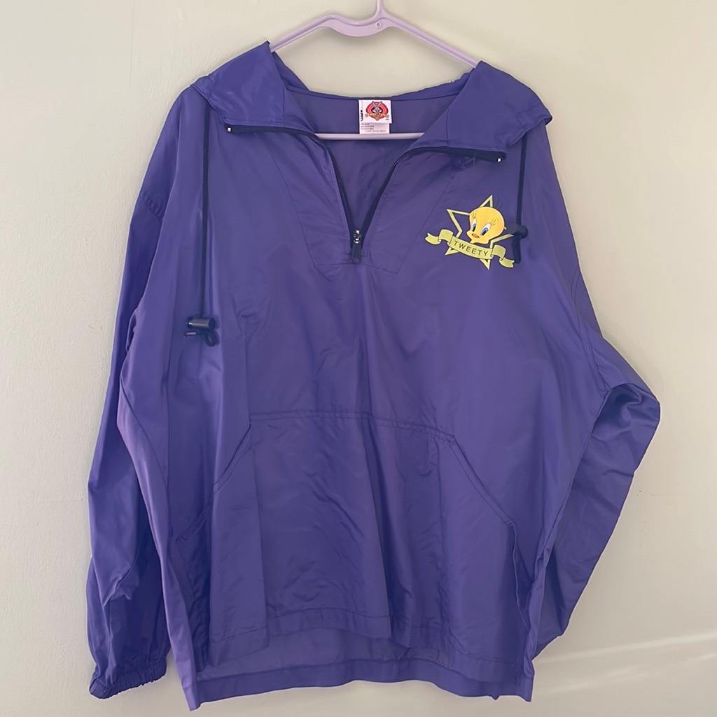Vintage Tweety Bird Windbreaker By Warner Bros. Purple Size M